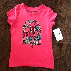 Girl’s Hurley hot pink short sleeve palm tree shirt